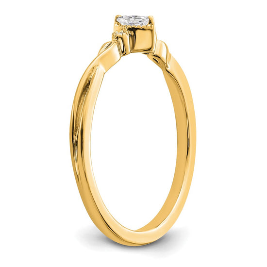 14k Beaded Edge Petite 3-Stone 1/15 carat Marquise Diamond Complete Promise/Engagement Ring