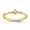 14k Beaded Edge Petite 3-Stone 1/15 carat Marquise Diamond Complete Promise/Engagement Ring