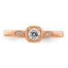 14k Rose Gold Rope Edge Petite 1/4 carat Round Diamond Complete Promise/Engagement Ring