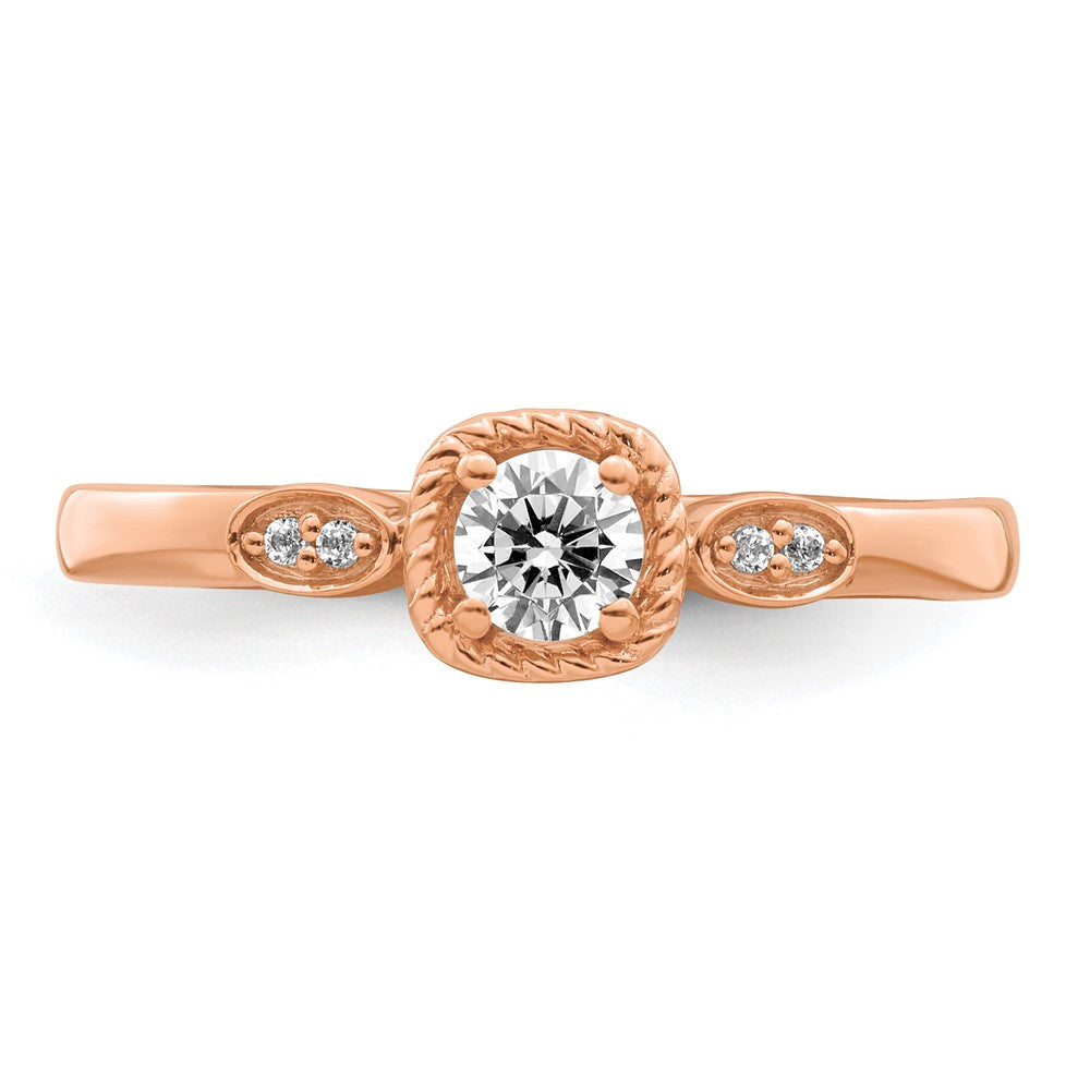 14k Rose Gold Rope Edge Petite 1/4 carat Round Diamond Complete Promise/Engagement Ring