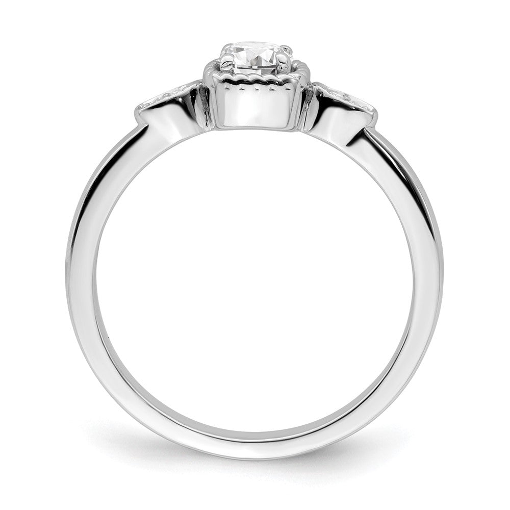 14k White Gold Rope Edge Petite 1/4 carat Round Diamond Complete Promise/Engagement Ring