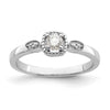 14k White Gold Rope Edge Petite 1/4 carat Round Diamond Complete Promise/Engagement Ring