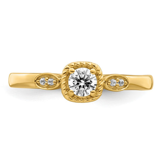 14k Rope Edge Petite 1/4 carat Round Diamond Complete Promise/Engagement Ring