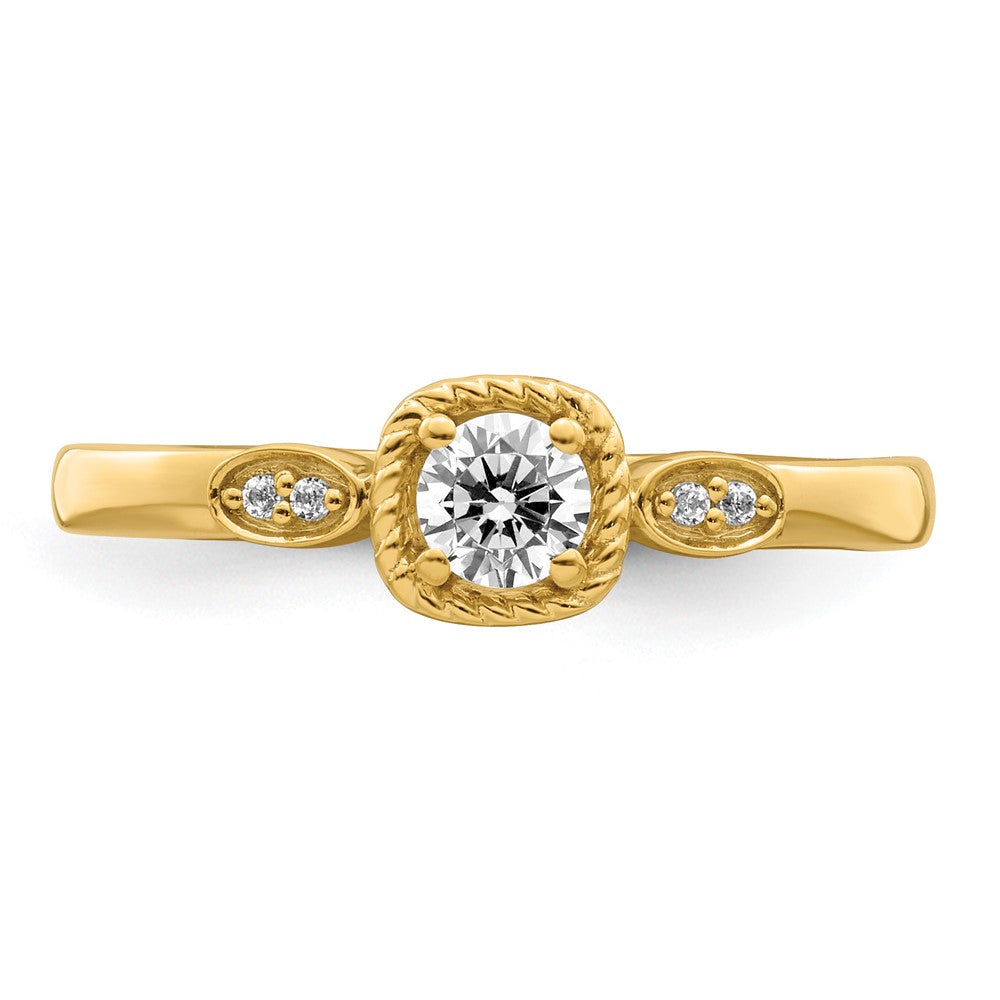 14k Rope Edge Petite 1/4 carat Round Diamond Complete Promise/Engagement Ring