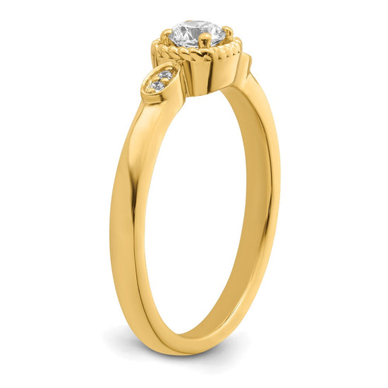 14k Rope Edge Petite 1/4 carat Round Diamond Complete Promise/Engagement Ring