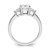 14k White Gold 3 Stone Pear/Cushion Semi-Mount Including 2-Pear Side Stones Dia Ring