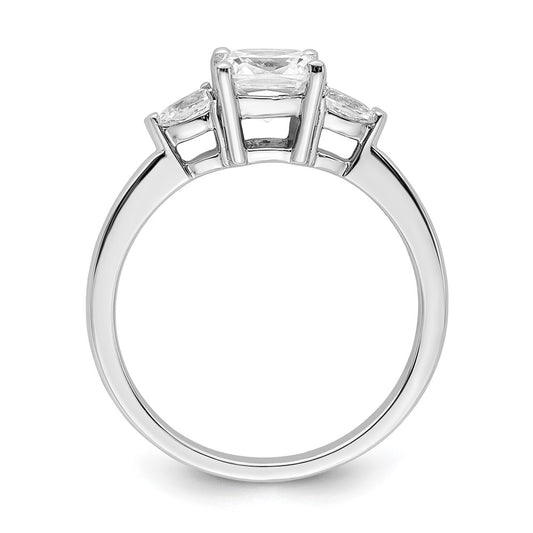 14k White Gold 3 Stone Pear/Cushion Semi-Mount Including 2-Pear Side Stones Dia Ring