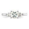14k White Gold 3 Stone Pear/Cushion Semi-Mount Including 2-Pear Side Stones Dia Ring