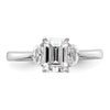 14k White Gold 3 Stone Half Moon/Emerald Semi-Mount Including 2-Half Moon Side Stones Dia Ring