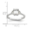 14k White Gold 3 Stone Half Moon/Emerald Semi-Mount Including 2-Half Moon Side Stones Dia Ring