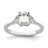 14k White Gold 3 Stone Half Moon/Emerald Semi-Mount Including 2-Half Moon Side Stones Dia Ring