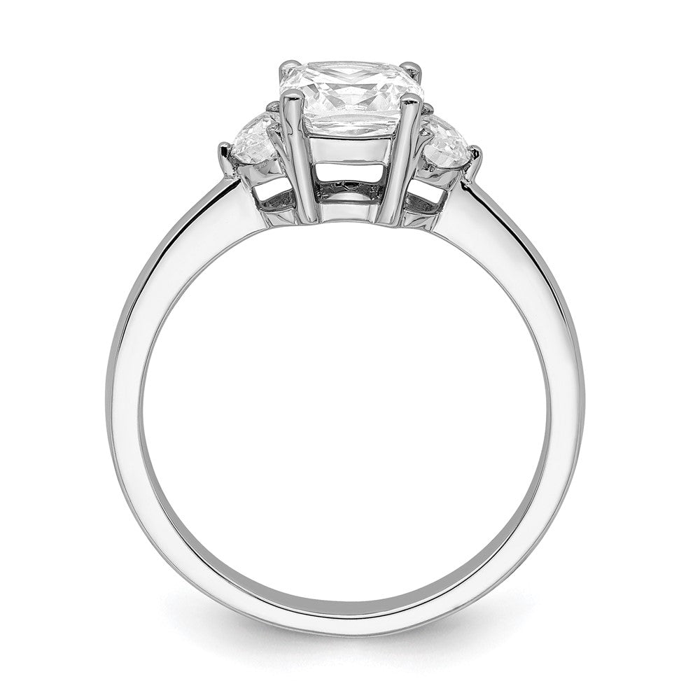 14k White Gold 3 Stone Half Moon/Cushion Semi-Mount Including 2-Half Moon Side Stones Dia Ring