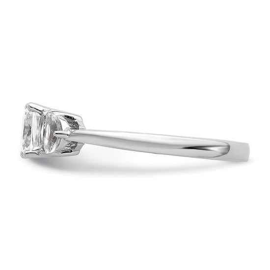 14k White Gold 3 Stone Half Moon/Cushion Semi-Mount Including 2-Half Moon Side Stones Dia Ring