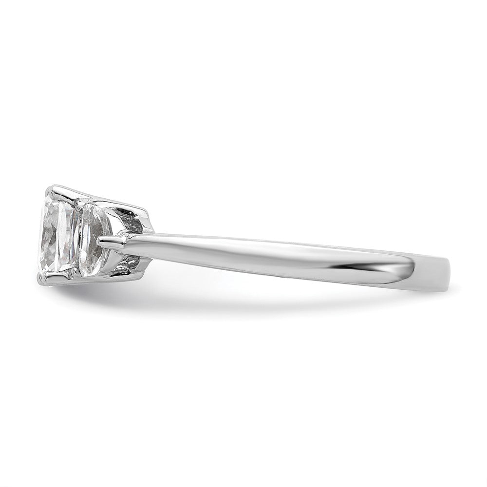 14k White Gold 3 Stone Half Moon/Cushion Semi-Mount Including 2-Half Moon Side Stones Dia Ring