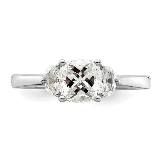 14k White Gold 3 Stone Half Moon/Cushion Semi-Mount Including 2-Half Moon Side Stones Dia Ring
