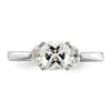14k White Gold 3 Stone Half Moon/Cushion Semi-Mount Including 2-Half Moon Side Stones Dia Ring
