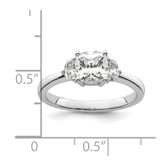 14k White Gold 3 Stone Half Moon/Cushion Semi-Mount Including 2-Half Moon Side Stones Dia Ring