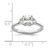 14k White Gold 3 Stone Half Moon/Cushion Semi-Mount Including 2-Half Moon Side Stones Dia Ring