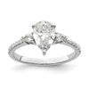 14k White Gold 3 Stone Pear/Pear Center Semi-Mount Including 2-Pear Side Stones Dia Ring