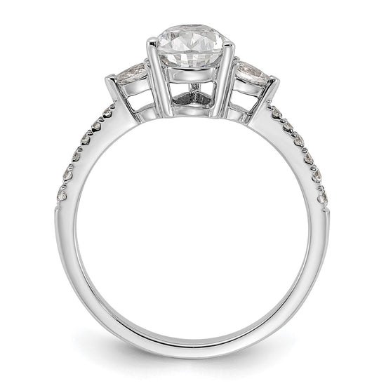 14k White Gold 3 Stone Pear/Pear Center Semi-Mount Including 2-Pear Side Stones Dia Ring