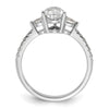14k White Gold 3 Stone Pear/Pear Center Semi-Mount Including 2-Pear Side Stones Dia Ring