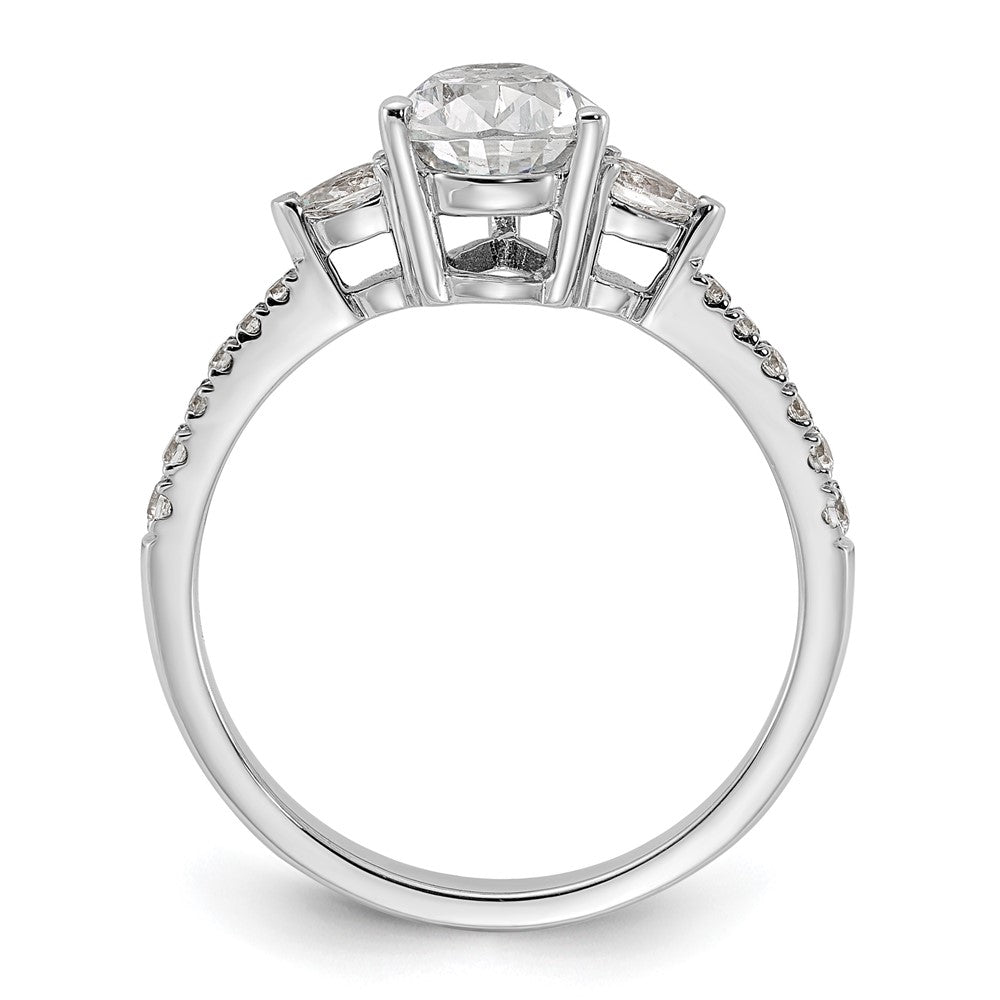 14k White Gold 3 Stone Pear/Pear Center Semi-Mount Including 2-Pear Side Stones Dia Ring