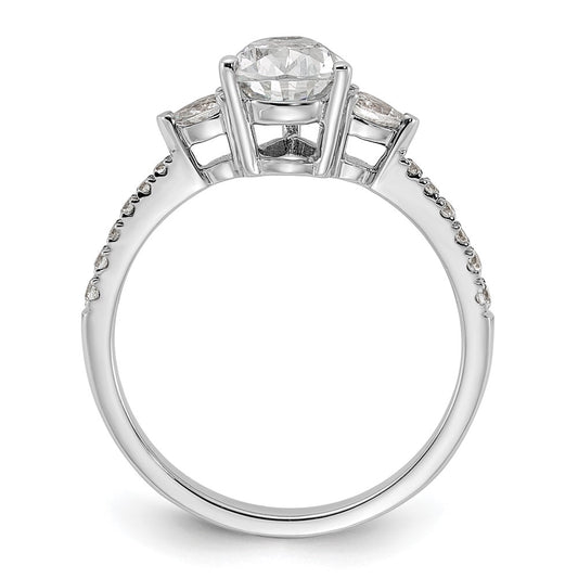 14k White Gold 3 Stone Pear/Pear Center Semi-Mount Including 2-Pear Side Stones Dia Ring