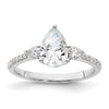 14k White Gold 3 Stone Pear/Pear Center Semi-Mount Including 2-Pear Side Stones Dia Ring