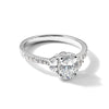 14k White Gold 3 Stone Half Moon/Oval Semi-Mount Including 2-Half Moon Side Stones Dia Ring