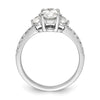 14k White Gold 3 Stone Half Moon/Oval Semi-Mount Including 2-Half Moon Side Stones Dia Ring