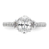 14k White Gold 3 Stone Half Moon/Oval Semi-Mount Including 2-Half Moon Side Stones Dia Ring