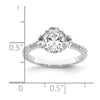 14k White Gold 3 Stone Half Moon/Oval Semi-Mount Including 2-Half Moon Side Stones Dia Ring