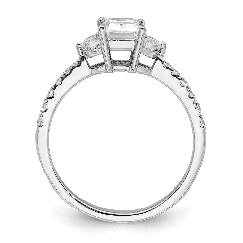 14k White Gold 3 Stone Half Moon/Emerald Semi-Mount Including 2-Half Moon Side Stones Dia Ring
