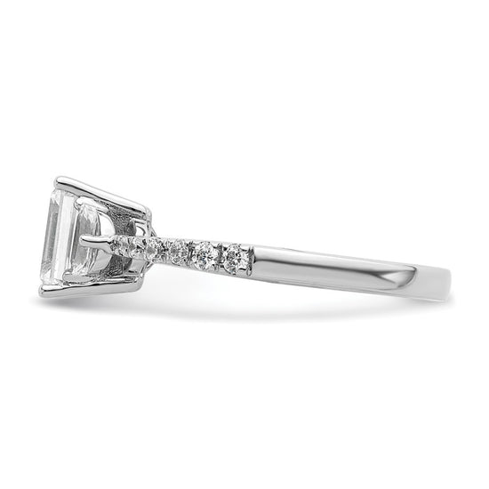 14k White Gold 3 Stone Half Moon/Emerald Semi-Mount Including 2-Half Moon Side Stones Dia Ring
