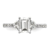 14k White Gold 3 Stone Half Moon/Emerald Semi-Mount Including 2-Half Moon Side Stones Dia Ring