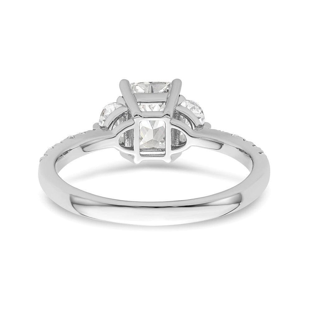 14k White Gold 3 Stone Half Moon/Emerald Semi-Mount Including 2-Half Moon Side Stones Dia Ring