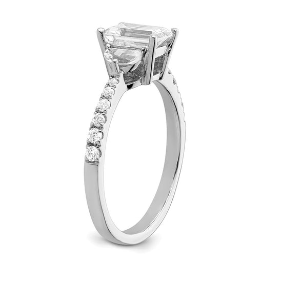 14k White Gold 3 Stone Half Moon/Emerald Semi-Mount Including 2-Half Moon Side Stones Dia Ring