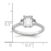 14k White Gold 3 Stone Half Moon/Emerald Semi-Mount Including 2-Half Moon Side Stones Dia Ring