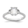 14k White Gold 3 Stone Half Moon/Emerald Semi-Mount Including 2-Half Moon Side Stones Dia Ring