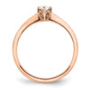 14k Rose Gold (Holds 1/2 carat (6x4mm) Oval) 6-Prong with .01 carat Diamond Leaf Design Semi-Mount Engagement Ring