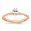 14k Rose Gold (Holds 1/2 carat (6x4mm) Oval) 6-Prong with .01 carat Diamond Leaf Design Semi-Mount Engagement Ring
