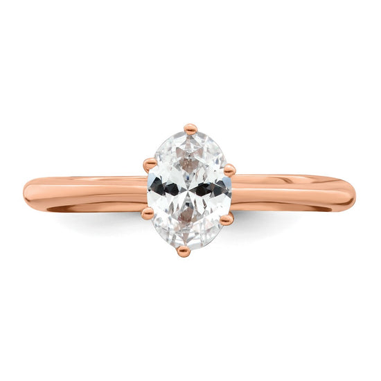 14k Rose Gold (Holds 3/4 carat (6.7x5mm) Oval) 6-Prong with .02 carat Diamond Leaf Design Semi-Mount Engagement Ring