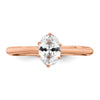 14k Rose Gold (Holds 3/4 carat (6.7x5mm) Oval) 6-Prong with .02 carat Diamond Leaf Design Semi-Mount Engagement Ring