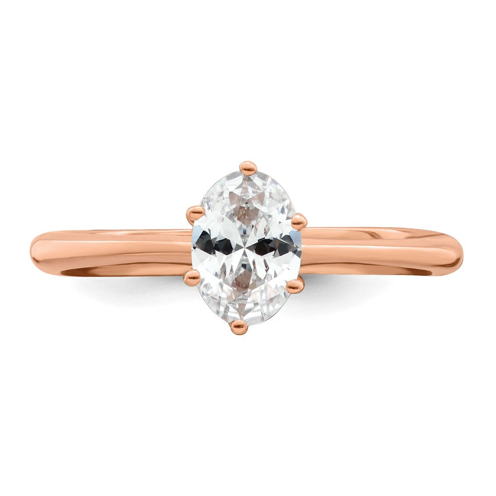 14k Rose Gold (Holds 3/4 carat (6.7x5mm) Oval) 6-Prong with .02 carat Diamond Leaf Design Semi-Mount Engagement Ring