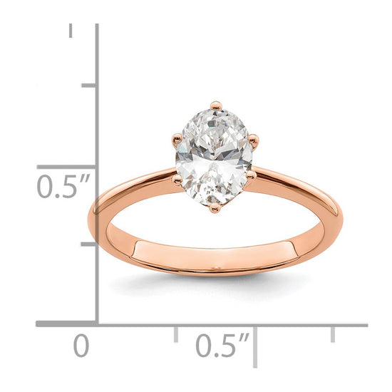 14k Rose Gold (Holds 1 carat (7x5mm) Oval) 6-Prong with .02 carat Diamond Leaf Design Semi-Mount Engagement Ring