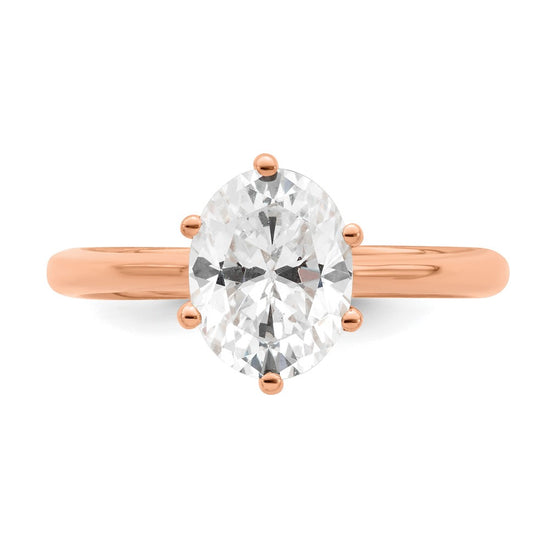 14k Rose Gold (Holds 1.5 carat (8x6mm) Oval) 6-Prong with .03 carat Diamond Leaf Design Semi-Mount Engagement Ring