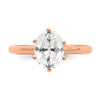 14k Rose Gold (Holds 1.5 carat (8x6mm) Oval) 6-Prong with .03 carat Diamond Leaf Design Semi-Mount Engagement Ring