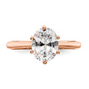 14k Rose Gold (Holds 2 carat (8.5x6.5mm) Oval) 6-Prong with 1/20 carat Diamond Leaf Design Semi-Mount Engagement Ring