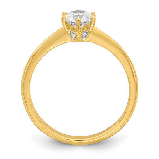 14k (Holds 1/2 carat (5.20 mm) Round) 4-Prong with .01 carat Diamond Leaf Design Semi-Mount Engagement Ring