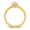 14k (Holds 1/2 carat (5.20 mm) Round) 4-Prong with .01 carat Diamond Leaf Design Semi-Mount Engagement Ring